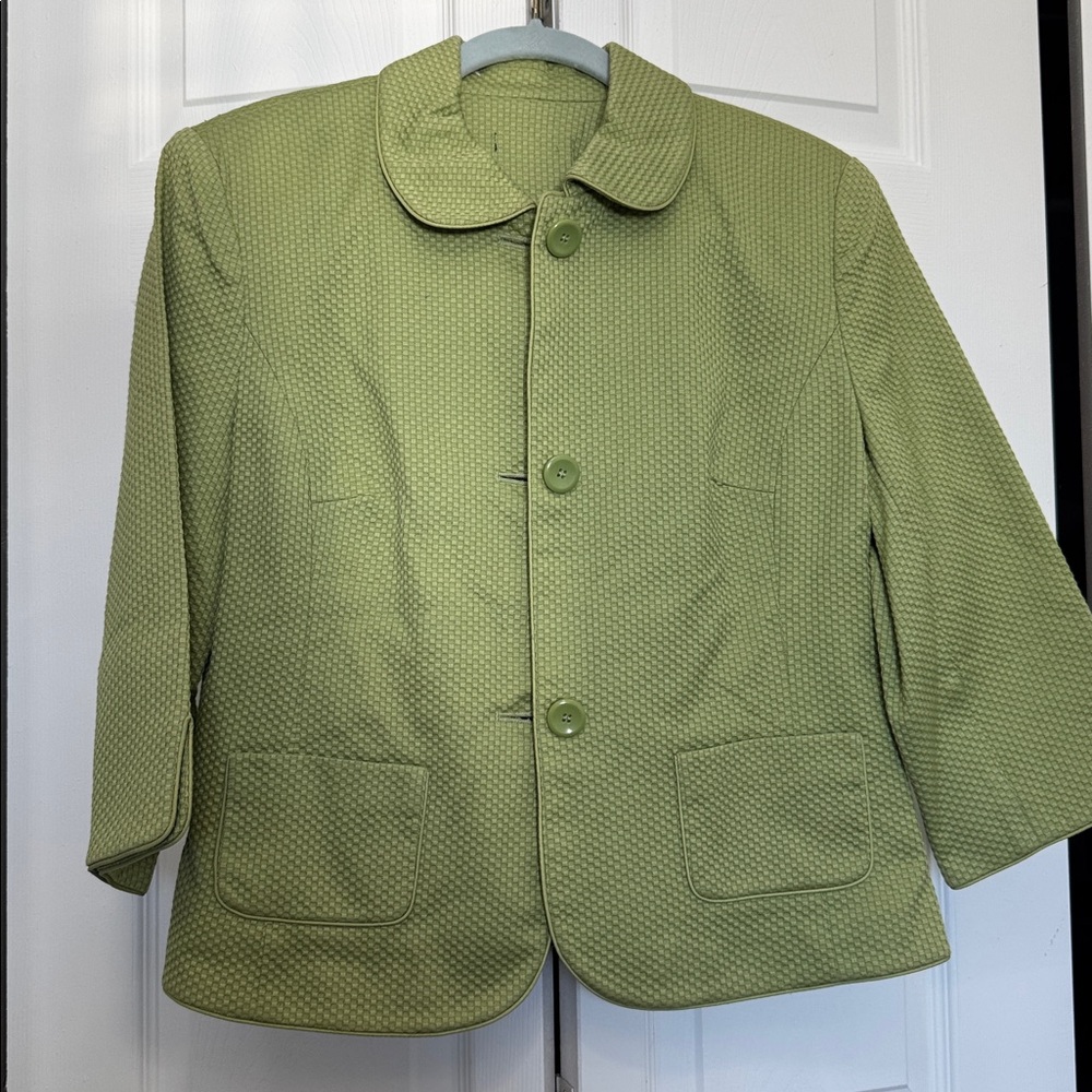 Green Textured Button-Up Jacket